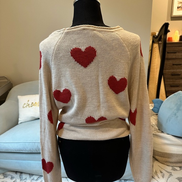 Red Heart Patterned Sweater - Picture 3 of 4